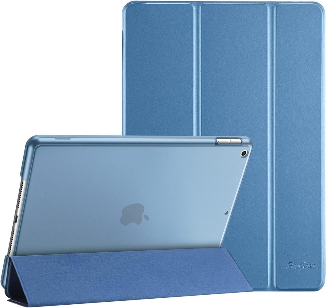ProCase for iPad 9th/ 8th/ 7th Generation Case 10.2 Inch (2021/2020/2019 Release), 10.2 iPad Case 9th/ 8th/ 7th Gen Cover, Slim Smart Cover with Translucent Hard Shell Back -Blue