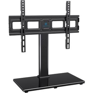 PERLESMITH Swivel Universal TV Stand Mount for 32-86 Inch LCD OLED Flat/Curved Screen TVs up to 99lbs-Height Adjustable Table Top TV Stand/Base with Tempered Glass Base&Wire Management,VESA 600x400mm