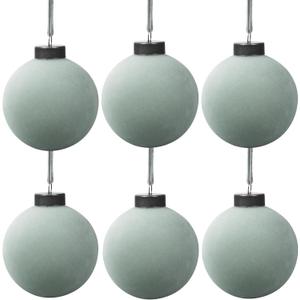 6 Pcs Velvet Christmas Balls Bulk Shatterproof Plastic Christmas Tree Decorations for Decorative Hanging Baubles (6, Haze Blue, 3.94Inch)