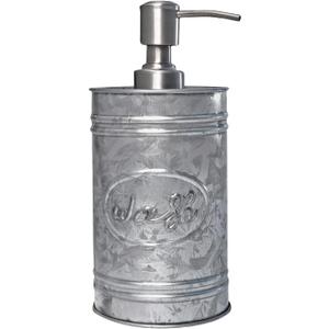 Autumn Alley Galvanized Farmhouse Soap Dispenser Kitchen - Rustic Soap Dispenser for Bathroom - Stainless Steel Pump for Hand Wash, Sanitizer, Lotion, Rustic Bathroom Accessories,17.5 oz, Grey