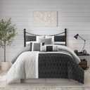 Stratford Park Black and Grey California King Comforter Set, Ultra Soft Microfiber Bedroom 7 Pieces Geometric Comforter Set, Matching Shams, Bedskirt, Decorative Pillows