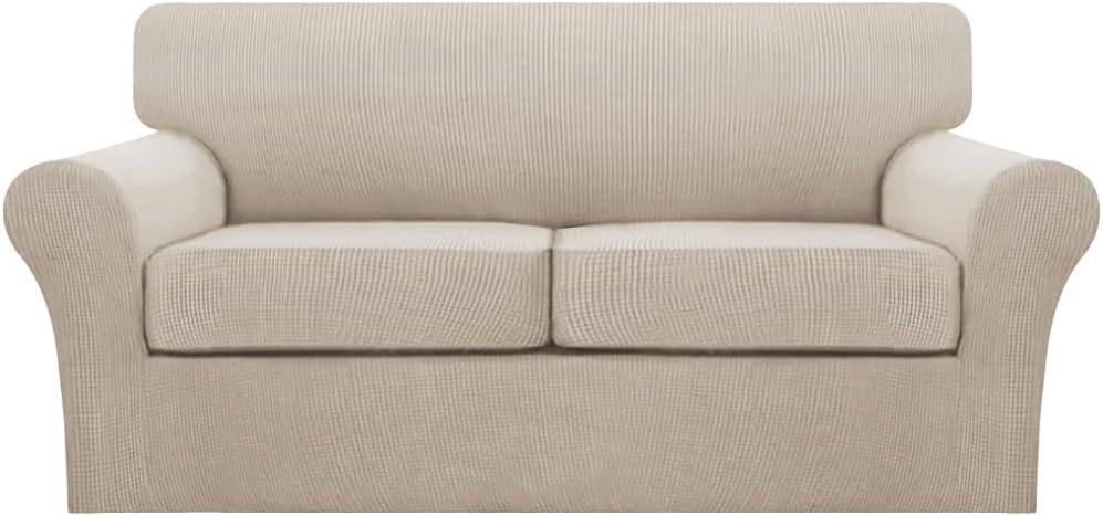 Turquoize 3 Piece Sofa Covers for 2 Cushion Couch Sofa Slipcover Soft Couch Cover for Dogs-Washable Sofa Furniture Covers with 2 Individual Cushion Covers, Feature Fabric (2 Cushion Sofa,Island Fossi)