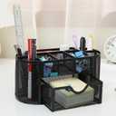 Mesh Desk Organizer, Basics Pen Holder and Desk Organizer with Compartments, Desk Accessories & Workspace Organizers for Office School Home Supplies Teacher Students