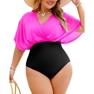 Jolefille Plus Size One Piece Swimsuit for Women Modest Tummy Control Bathing Suit Mesh Sleeve Flattering Slimming Swim Suits XL Jolefille Plus Size One Piece Swimsuit for Women Modest Tummy Control Bathing Suit Mesh Sleeve Flattering Slimming Swim Suits XL