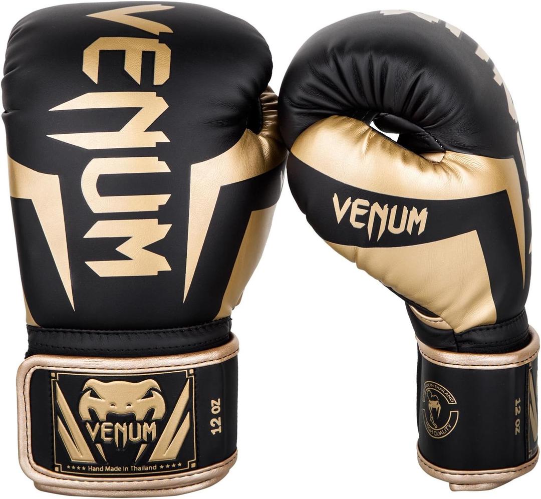 Venum Elite Boxing Gloves - Black/ Gold - 10oz