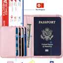 TOURSUIT RFID Blocking Passport Holder for Women Men, Leather Passport Travel Wallet with Metal 3D Metal Badge, Travel Document Holder Cover Accessories (Rose Gold)