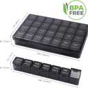 Lifewit Monthly Pill Organizer, 28 Day Pill Box, 4 Weeks One Month Vitamin Cases, Large Compartments Medicine Organizer for Fish Oils, Supplements, 28 Grids, Black