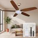 52 Inch Quiet Ceiling Fan with Integrated LED Light - Modern Low Profile Design for Living Room & Bedroom - Energy Efficient DC Motor with Remote Control