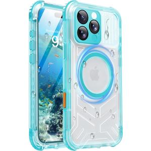 for iPhone 16 Pro Waterproof Case with Magsafe, Built-in [Camera & Screen Protector] [Lanyard], IP68 Water Proof Full Body Dustproof Heavy Duty Frosted Protective Phone Cover, 6.3" Teal