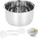 304 Stainless Steel Inner Pot, 3 L/5.5-Cup Rice Cooker Inner Bowl, Compatible with Zojirushi NS-TSC10 Cookers, Replacement Inner Bowl, Includes Rice and Soup Spoons, Easy-to-Clean