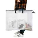 Outus 2 Pcs 19 x 25 Inches Art Portfolio Case Posters Transparent Storage Bag Portfolio Folder with Black Handle and Zipper Folder Organizer for Painting Bulletin Boards End of The Year Gifts