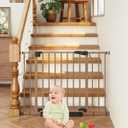 29"-40" Baby Gate for Stairs, Auto Close Pressure Mounted Dog Gate Indoor for Doorways, Stroller Friendly Baby Gate, Easy Walk Through Gate for Children & Pets, Brown (29-40"Wide, 28"Tall)