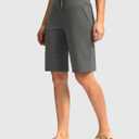G Gradual Women's Bermuda Shorts with Pockets 11" Knee Length Stretch Comfy Drawstring Long Shorts for Women Summer Walking