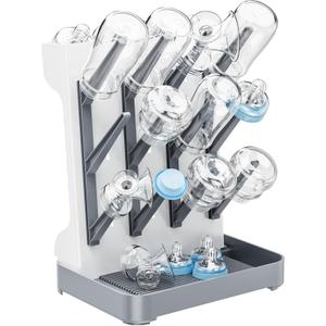 Baby Bottle Drying Rack, Baby Bottle Organizer for Countertop, Bottle Holder for Baby- Space Saving Standing Drying Rack for Baby Bottles and Pump Part Cleaning (Gray)