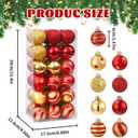 Celltestria 36pcs Mini Christmas Balls Ornament 1.57 Inch Red Gold Little Hanging Xmas Balls for Tree Decoration Swirl Candy Cane Polka Dots Tiny Christmas Baubles for Home Indoor Holiday Party Decor