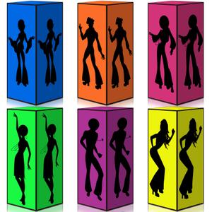 Spiareal 6 Pcs 70s Decor Disco Box 70s Party Decorations 70s Disco Table Paper Centerpiece Decorations for Hippie Retro Music Theme Birthday Party Favors