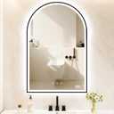 Arched LED Bathroom Mirror 24"x36", Black Bathroom Mirror with Lights-Anti-Fog, Dimmable-LED Mirror for Bathroom,3 Colors 