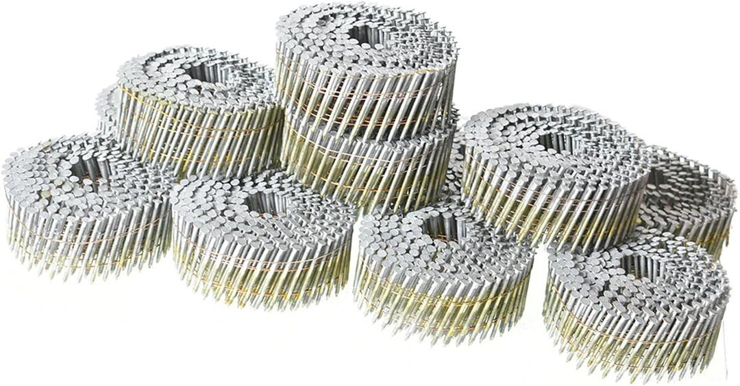 3600 Count Siding Nails 15 Degree 1-1/2 Inch x .092 Inch Collated Wire Coil Full Round Head Ring Shank Hot-Dipped Galvanized