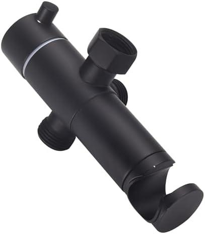 BLTFAUCER Solid Metal Shower Arm Diverter with Handshower Mount for Hand Held Showerhead and Fixed Spray Head ∣ G 1/2 3-Way Bathroom Universal Shower System Replacement Part (Matte Black)