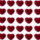 Mollensiuer 30Pcs Velvet Red Heart Beads for DIY Craft Jewelry Making