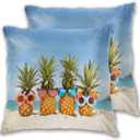 Funny Attractive Pineapples Throw Pillow Cover 18x18 Inch Summer Beach Decorative Pillow Cases Soft Throw Pillows for Living Room Bedroom Sofa Couch Cushion Cover Set of 2