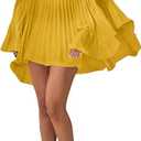 Ophestin Women's 2 Piece Pleated Outfits Off Shoulder Oversized 3/4 Cape Sleeve Shirt Shorts Set for Beach Vacation XL