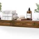 48x3x7in Solid Wood Floating Shelf  Brown Rustic Wall Mounted Fireplace Mantel Shelf  Heavy Duty Decorative Fireplace Mantel for Living Room, Kitchen, Bathroom, Bedroom
