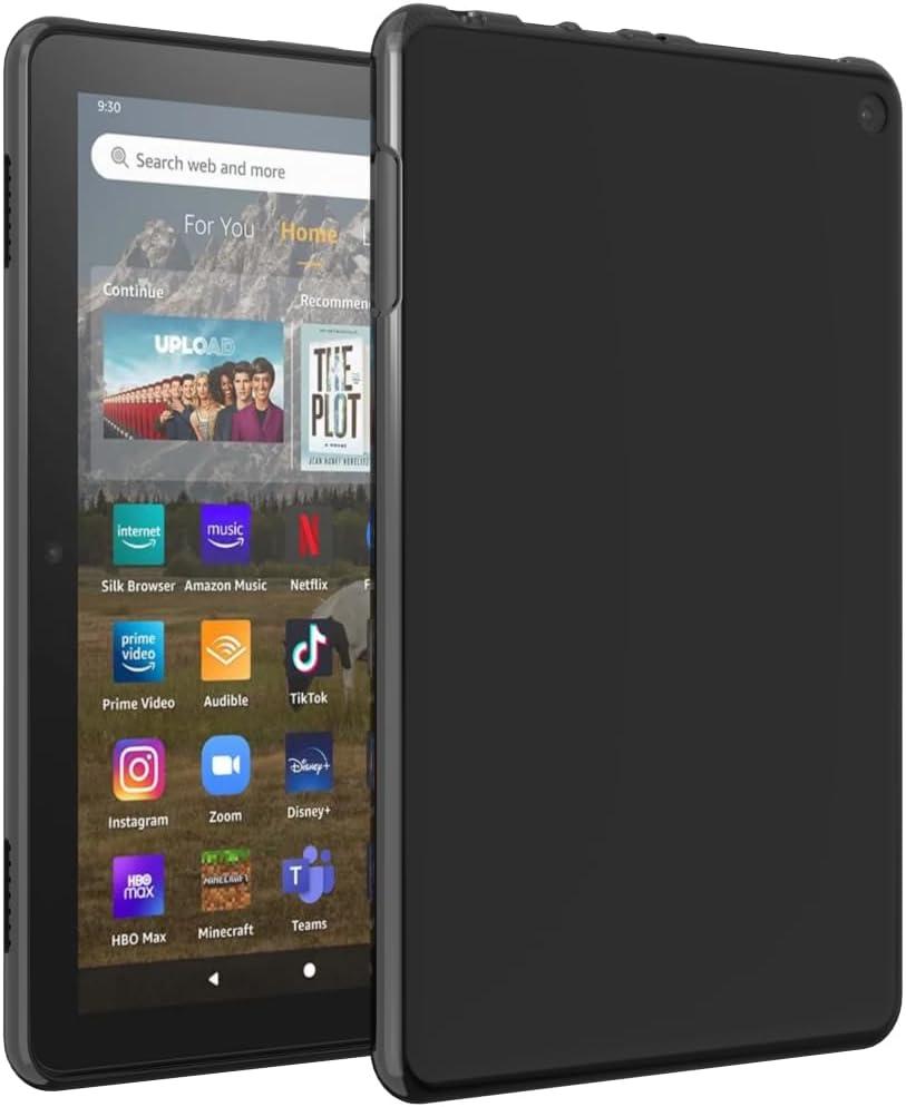 Case for Kindle Fire HD 8 & 8 Plus Tablet 8" (12th Generation/10th Generation, 2024/2022/2020 Release), [Lightweight + Protective] Shockproof Soft Ultra Slim Cover, Black