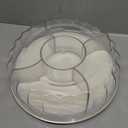 YIEZI Divided Serving Tray with Push-on Lid, 5 Compartments Round Plastic Food Storage Organizer, Snack Tray for Portable Snack Platters, Clear Organizer for Candy, Fruits, Nuts