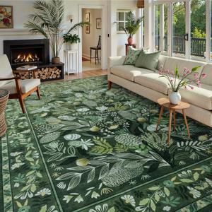 Anidaroel Green Extra Large Area Rug 10x14, Non Slip Washable Rugs for Living Room Stain Resistant Dining Room Rugs for Under Table, Low Pile Indoor Floor Carpet for Bedroom Home Office