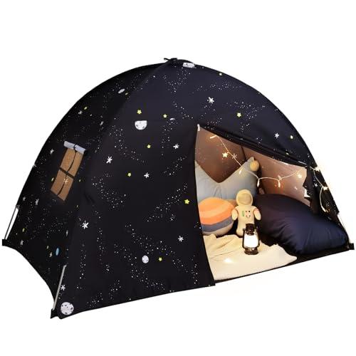 Sumbababy Large Teepee Tent for Kids: with Star Lights - Tent Indoor Kids Teepee Tent for Boys & Girls - Kids Play Tent Inside Canopy Bed for Playroom Gift Toys (Black Galaxy)