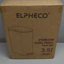 ELPHECO Bathroom Trash Can with Lid Soft Close, 3.5 Gallon / 13.5 Litre Stainless Steel Pedel Garbage Can with Removable Inner Bucket, Wastebasket for Bathroom, Office, Bedroom, Matte White