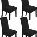NORTHERN BROTHERS Chair Covers for Dining Room Set of 4, Parson Chair Slipcovers, Stretch Dining Seat Covers, Kitchen Chair Covers, Covers for Chairs, Black