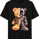SweatyRocks Boy's Graphic Tees Short Sleeve Crew Neck T Shirts Casual Tops (Black, 13-14Y)