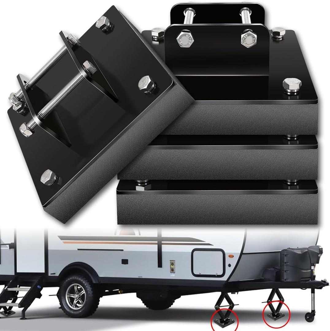 RV Jack Pads for Four-Point Trailer Jack Stands, with 6.3" Metal Foot