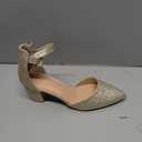 LAICIGO Women's Pointed Toe Pumps Ankle Strap Buckle Chunky Block Heel Dress D'Orsay Shoes (7)