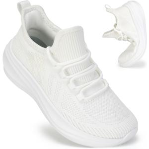 ZOVE Wide Toe Box Shoes Women Extra Wide Width Tennis Sneakers Ultra Light Running Shoes for Women Non-Slip Diabetic Walking Gym Workout Trainer (White)