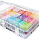 CGCG 3 Pack 7.9 x 5.8 inch Plastic Organizer Box with Adjustable Dividers 18 Grids Clear multi Compartment Storage Container Small Case for Beads Crafts Jewelry Fishing Tackles nail charm sticker