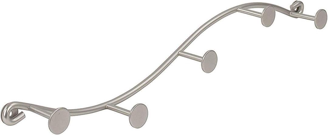 Spectrum Sweep Wall Mount 5-Hook Rack (Satin Nickel) - Wire Storage for Entryway, Bathroom, Backpack, Coat, Jacket, Purse, Belt, Robe, & More / Home Dcor & Apartment Essential (Set of 1)