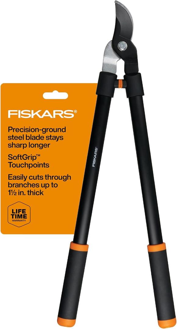 Fiskars 28" Loppers for Tree Trimming, Heavy Duty, Rust-Resistant Sharp Bypass Steel Blade Loppers, Branch Cutter up to 1.5" Diameter Cut Capacity, Shock-Absorbing Handle, Garden Tools
