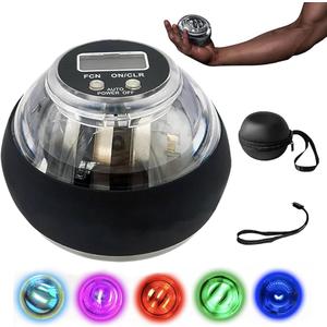Curaball Hand Exerciser, Cura Ball Hand Exerciser with Counter & Light, Torque Ball, Auto-Start Wrist Power Gyro Ball, Enhance Grip Strength, Metal Hand & Forearm Strengthener
