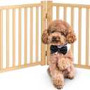 Solid Wood Freestanding Pet Gate,Nature Wood Dog Gates for Doorways The House,Pet Gate for Stairs,Freestanding Indoor Gate Safety Fence,16.9" Height-4 Panels