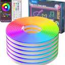 RIYO Neon Rope Lights, 50Ft RGB LED Strip Lights - App & Remote Control, Music Sync, IP67 Waterproof, Flexible Cuttable Neon Lights for Bedroom, Gaming, Party, Outdoor Decor, Multiple Modes