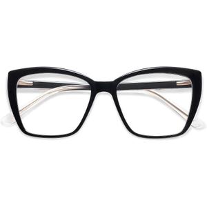 AMOMOMA Trendy TR90 Oversized Blue Light Reading Glasses Women,Stylish Square Cat Eye Glasses AM6031, +2.00