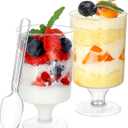 60 Pack 3 Oz Mini Dessert Cups Disposable Appetizer Cup Goblet,Pedestal Clear Plastic Wine Glasses Parfait Appetizer Cups Serving Bowls for Tasting Party, Wedding, Birthday