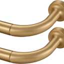 2 Pack Wrap Around Curtain Rod for Windows 28 to 56 Inch, Internal Splicing 1 Inch Diameter Disc, Adjustable Room Darkening Curtain with Aluminum Finials and Brackets, Warm Gold