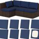 8Pcs Stretch Patio Cushion Covers, Outdoor Couch & Sofa Replacement Slipcovers for Patio Furniture Cushion Covers, Washable Reusable Furniture Protector, Square-Large, Navy-Blue