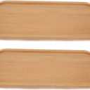 Fermus Wooden Tray, Set of 2, 12.5 Inch Long, Jewelry Dish Cosmetics Organizer Bathroom Clutter Wood Decorative Serving Platter Small Storage Tray, Oval (2 Pack)