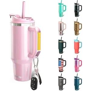 Thicc Buddy - 40 oz Stainless Steel Vacuum Insulated Tumbler with Lid and Straw for Water - Travel Mug Cupholder Friendly - Gifts for Women Men Him Her (Amethyst)