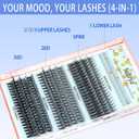 4 x Eyelash Extensions Lash Clusters Natural Mixed Individual False Eyelashes Multi-types Bottom Lashes Spike 20D 30D Clusters with 10-16mm Multiple Lengths Wispy Look Light Volume for Self Use